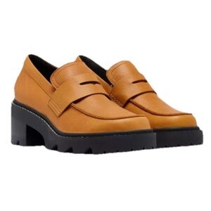 SOREL Joan Now City Loafer Chunky Platform Canyon Gold‎ Black 9
